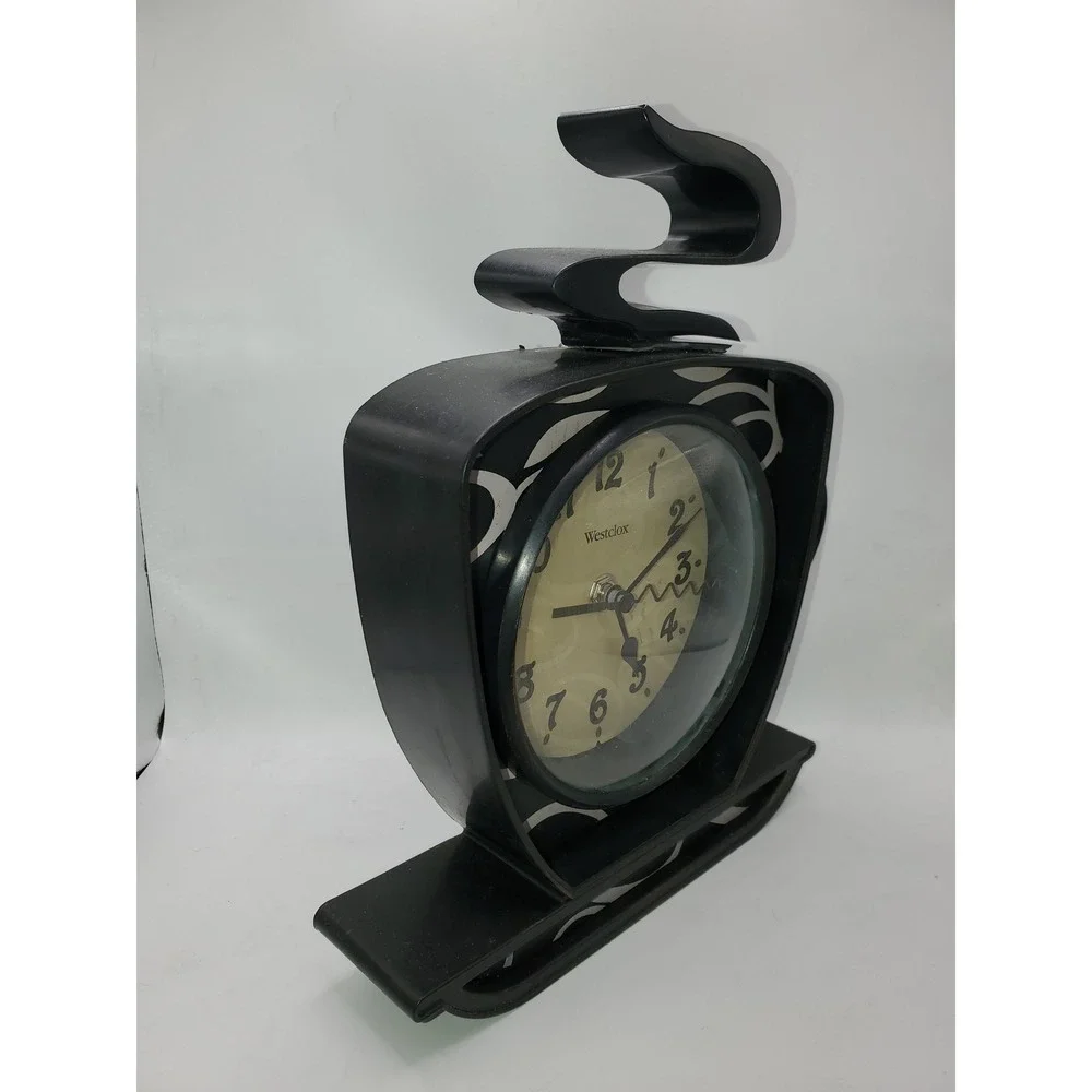 Westclox Coffee Cup Wall Clock Black White Steaming Mug Kitchen Decor 0820